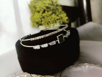 Black Stone & Crystal Bracelet